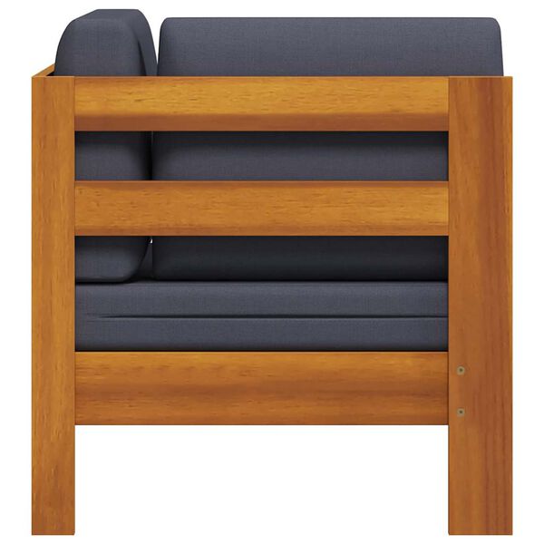 vidaXL Rohová pohovka s tmavě šedými poduškami masivní akácie