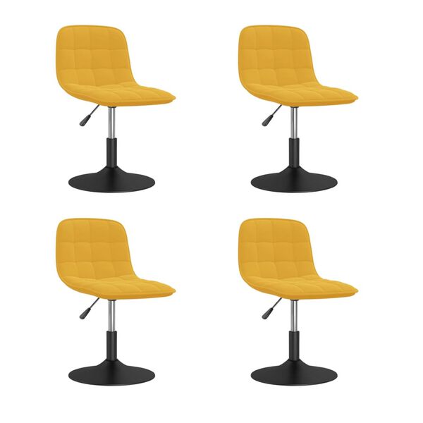 vidaXL Otočn&eacute; j&iacute;deln&iacute; židle 4 ks hořčicově žlut&eacute; samet