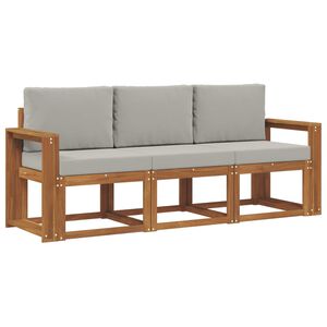 vidaXL Venkovn&iacute; pohovkov&aacute; souprava 3 pcs Př&iacute;rodn&iacute; a světle &scaron;ed&aacute;