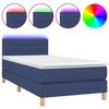 vidaXL Box spring postel s matrac&iacute; a LED modr&aacute; 90x190 cm textil