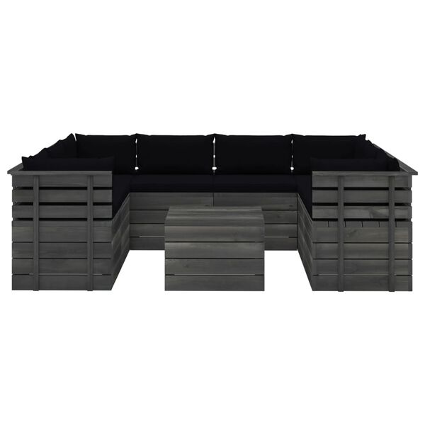 vidaXL 9d&iacute;ln&aacute; zahradn&iacute; sedac&iacute; souprava z palet + podu&scaron;ky borov&eacute; dřevo