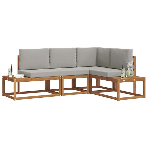 vidaXL Venkovn&iacute; pohovkov&aacute; souprava 4 Kus Př&iacute;rodn&iacute; a světle &scaron;ed&aacute;