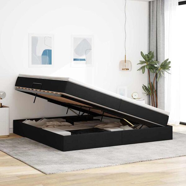 vidaXL Postel s &uacute;ložn&yacute;m prostorem a matrac&iacute; Čern&aacute; 200 x 200 cm