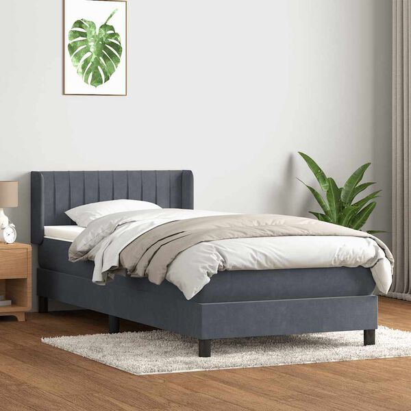 vidaXL Box spring postel s matrac&iacute; tmavě &scaron;ed&aacute; 80x210 cm samet