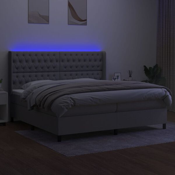 vidaXL Box spring postel s matrac&iacute; a LED světle &scaron;ed&aacute; 200x200 cm textil
