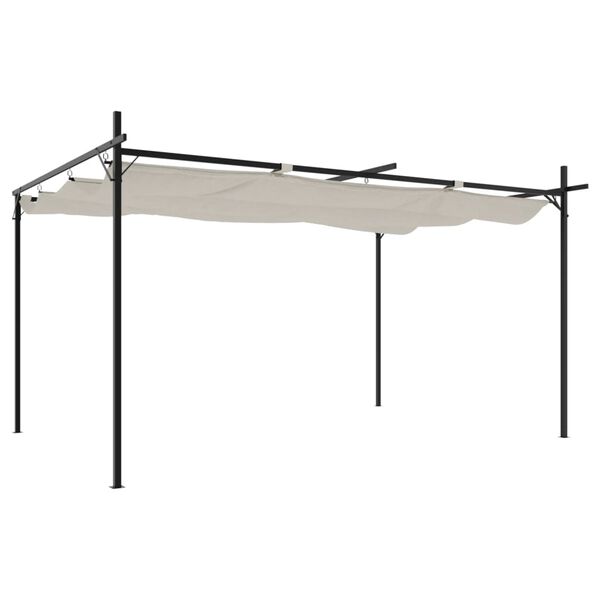 vidaXL Pergola se zatahovací střechou krémová 395 x 292 x 230 cm