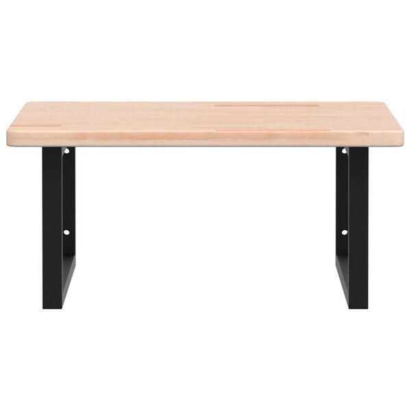 vidaXL Deska pod umyvadlo n&aacute;stěnn&aacute; ocel a masivn&iacute; dubov&eacute; dřevo