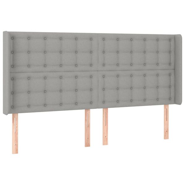 vidaXL Čelo postele s LED světle &scaron;ed&eacute; 163x16x118/128 cm textil