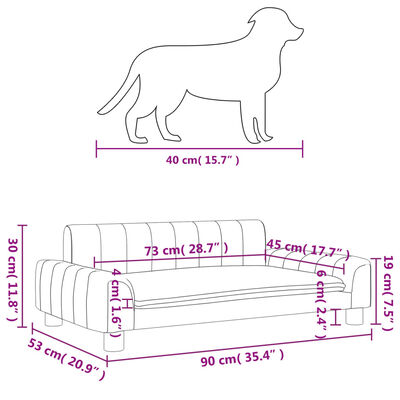vidaXL Pelíšek pro psy šedý 90 x 53 x 30 cm umělá kůže