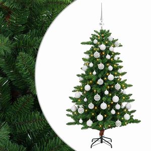 vidaXL Uměl&yacute; v&aacute;nočn&iacute; stromek s baňkami 120 cm 150 LED Tepl&aacute; b&iacute;l&aacute;