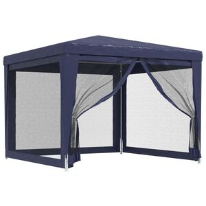 vidaXL Party stan se 4 s&iacute;ťovan&yacute;mi bočnicemi modr&yacute; 3 x 3 m HDPE