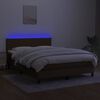 vidaXL Box spring postel s matrac&iacute; a LED tmavě hněd&aacute; 140x190 cm textil