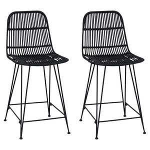 vidaXL Barov&aacute; stolička 2 ks Čern&aacute; 44 x 54 x 96 cm Ratan a ocel