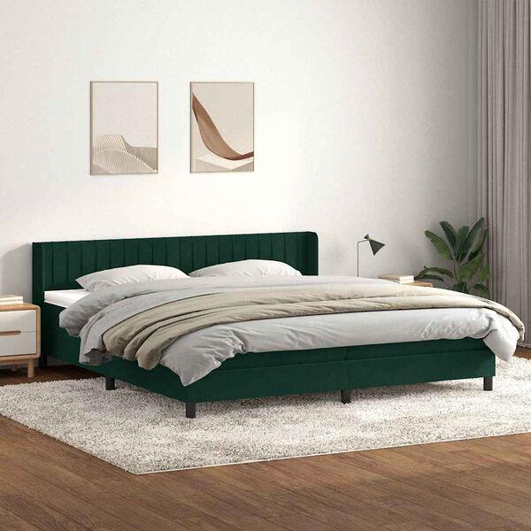 vidaXL Box spring postel s matrac&iacute; tmavě zelen&aacute; 200x210 cm samet