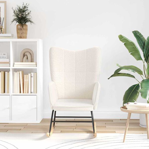 vidaXL Houpací křeslo Krémová Sherpa látka