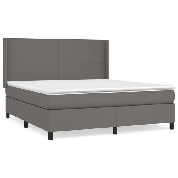 vidaXL Box spring postel s matrac&iacute; &scaron;ed&aacute; 160x200 cm uměl&aacute; kůže