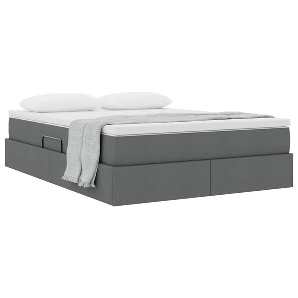 vidaXL Postel s &uacute;ložn&yacute;m prostorem a matrac&iacute; Tmavě &scaron;ed&aacute; 140 x 190 cm