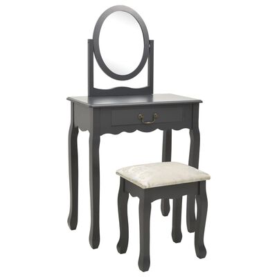 vidaXL Toaletní stolek se stoličkou šedý 65x36x128 cm pavlovnia MDF