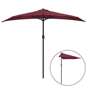 vidaXL Slunečn&iacute;k na balkon hlin&iacute;kov&aacute; tyč v&iacute;nov&yacute; 270x144x222 cm půlkruh