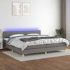 vidaXL Box spring postel s matrac&iacute; a LED tmavě &scaron;ed&aacute; 200x200 cm textil