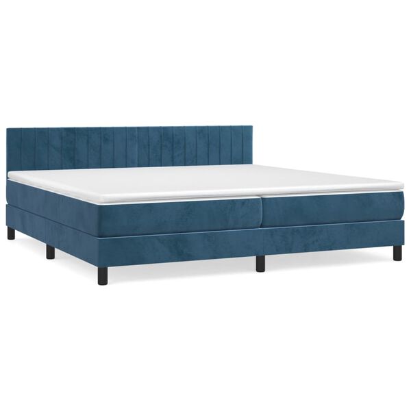 vidaXL Box spring postel s matrac&iacute; tmavě modr&aacute; 200x200 cm samet
