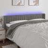 vidaXL Čelo postele s LED světle &scaron;ed&eacute; 203 x 16 x 78/88 cm samet