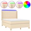 vidaXL Box spring postel s matrac&iacute; a LED kr&eacute;mov&aacute; 140x200 cm textil