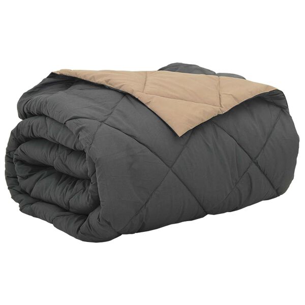 vidaXL Letn&iacute; přikr&yacute;vka Antracitov&aacute; a taupe 200 x 200 cm Mikrovl&aacute;kno