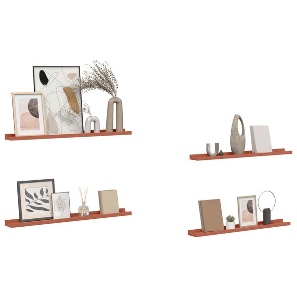 vidaXL N&aacute;stěnn&aacute; polička 4 pcs Červen&aacute; 80 x 9 x 3 cm kompozitn&iacute; dřevo