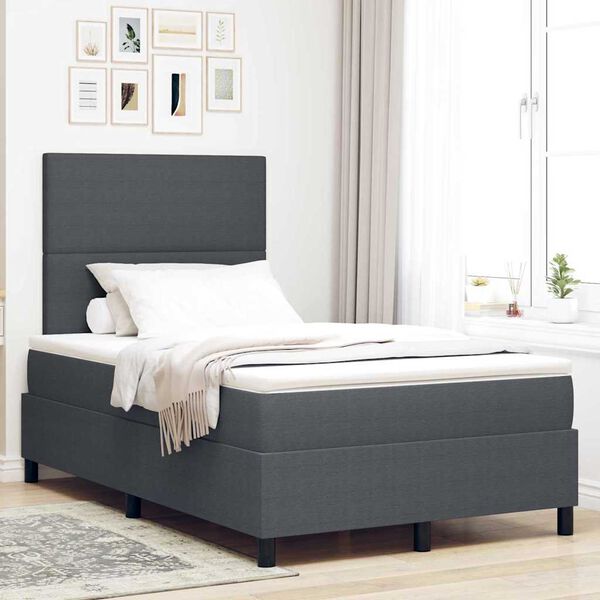 vidaXL Postel s boxspringem Tmavě šedá a bílá 203 x 120 x 128 cm