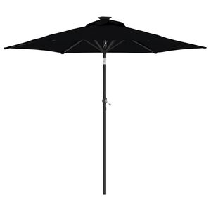 vidaXL Zahradn&iacute; slunečn&iacute;k s LED a ocelovou tyč&iacute; čern&yacute; 225x225x212 cm