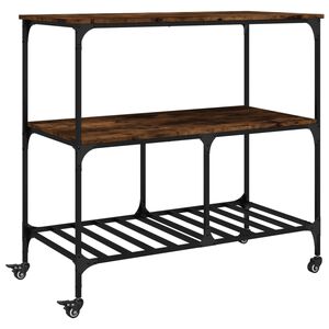 vidaXL Kuchyňsk&yacute; voz&iacute;k kouřov&yacute; dub 100x50x95 cm kompozitn&iacute; dřevo