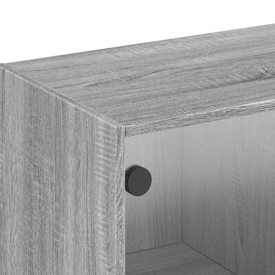 vidaXL Nástěnná skříňka se skleněnými dvířky šedá sonoma 102x37x35 cm