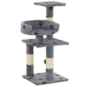 vidaXL &Scaron;krabadlo pro kočky se sisalov&yacute;mi sloupky 65 cm &scaron;ed&eacute; s tlapkami