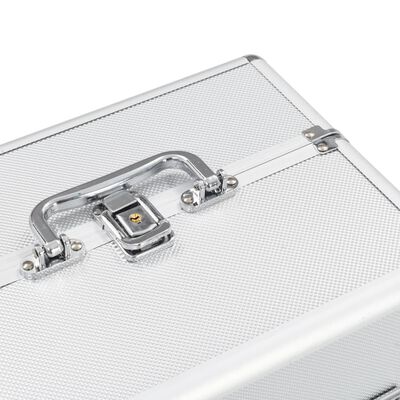 vidaXL Kosmetický kufřík 22 x 30 x 21 cm stříbrný hliník
