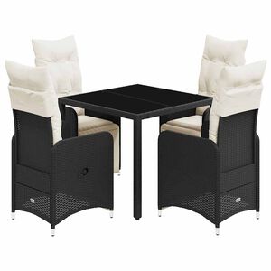 vidaXL 5d&iacute;ln&yacute; zahradn&iacute; bistro set s podu&scaron;kami čern&yacute; polyratan