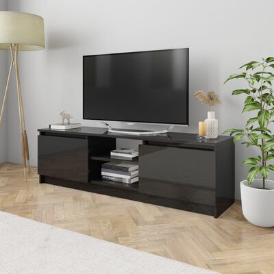 vidaXL TV stolek černý s vysokým leskem 120 x 30 x 35,5 cm dřevotříska