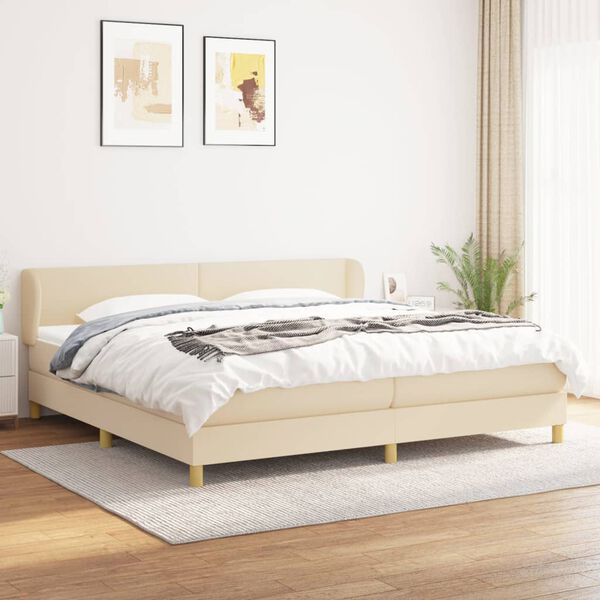 vidaXL Box spring postel s matrac&iacute; kr&eacute;mov&aacute; 200x200 cm textil