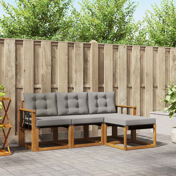 vidaXL Venkovn&iacute; pohovkov&aacute; souprava 4 pcs Př&iacute;rodn&iacute; a světle &scaron;ed&aacute;