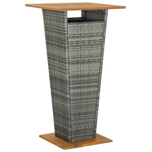 vidaXL Barov&yacute; stůl &scaron;ed&yacute; 60 x 60 x 110 cm polyratan a masivn&iacute; ak&aacute;cie