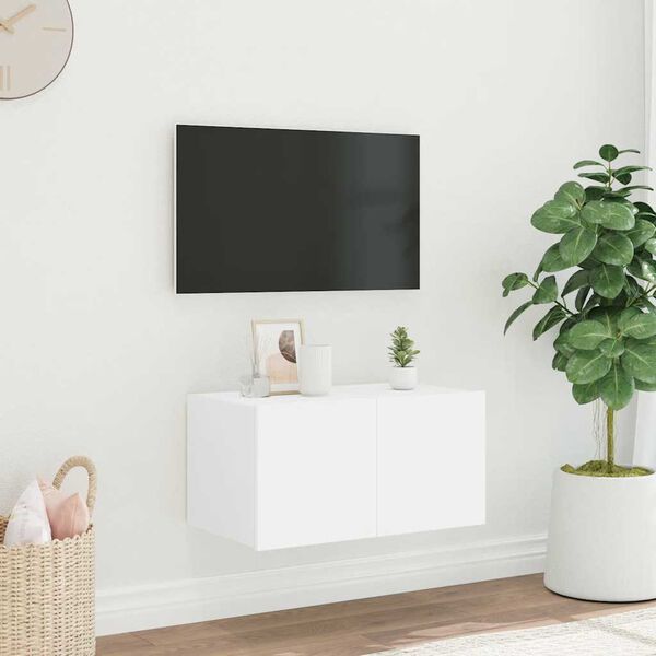 vidaXL N&aacute;stěnn&aacute; TV skř&iacute;ňka s LED osvětlen&iacute;m b&iacute;l&aacute; 60 x 35 x 31 cm