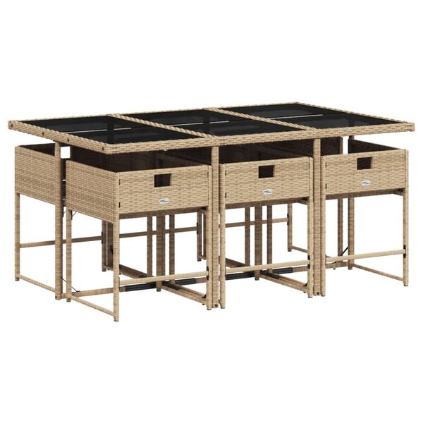 vidaXL 7d&iacute;ln&yacute; zahradn&iacute; j&iacute;deln&iacute; set s podu&scaron;kami b&eacute;žov&yacute; polyratan