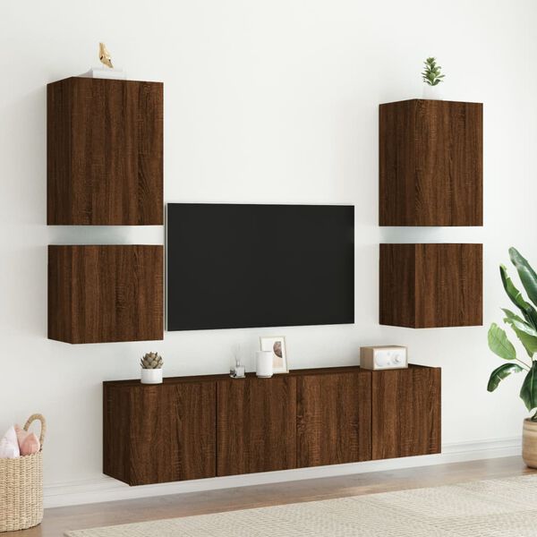vidaXL N&aacute;stěnn&eacute; TV skř&iacute;ňky 2 ks hněd&yacute; dub 40,5 x 30 x 40 cm kompozit