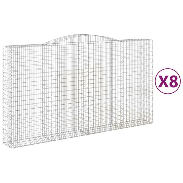 vidaXL Klenut&eacute; gabionov&eacute; ko&scaron;e 8 ks 400x50x220/240cm pozinkovan&eacute; železo