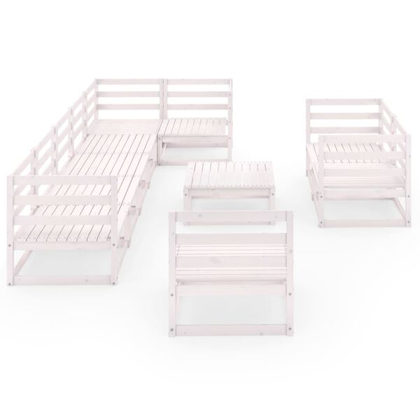 vidaXL 10d&iacute;ln&aacute; zahradn&iacute; sedac&iacute; souprava b&iacute;l&aacute; masivn&iacute; borovice