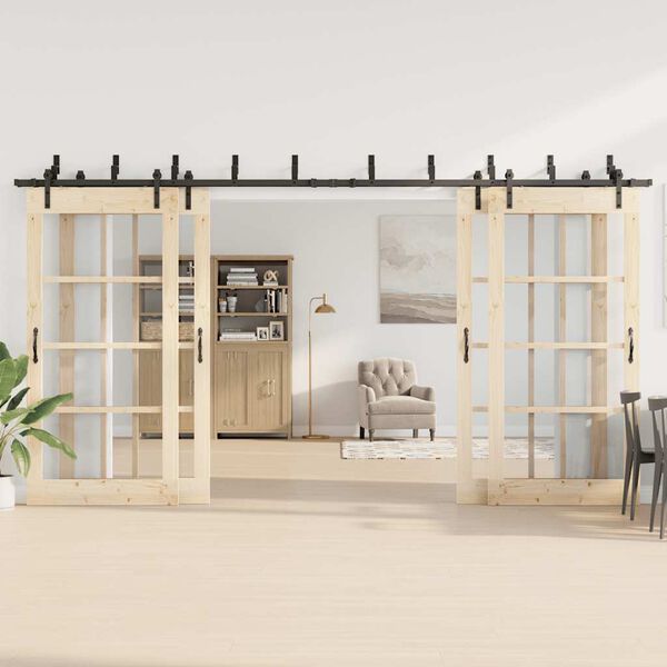 vidaXL Sada př&iacute;slu&scaron;enstv&iacute; pro posuvn&eacute; dveře 427 cm ocelov&aacute; čern&aacute;