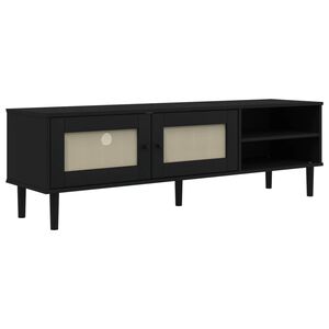 vidaXL TV skř&iacute;ňka SENJA ratanov&yacute; vzhled čern&aacute; 158x40x49 cm borovice