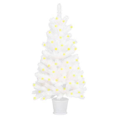 vidaXL Umělý vánoční stromek s LED osvětlením bílý 90 cm
