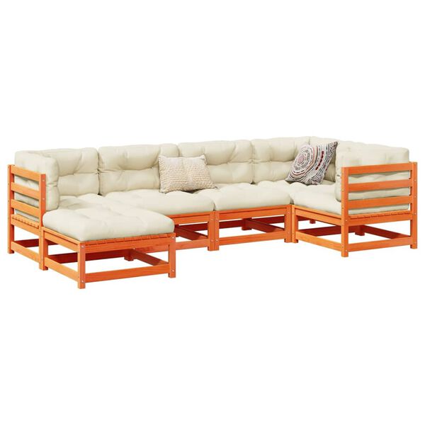 vidaXL 6d&iacute;ln&aacute; zahradn&iacute; sedac&iacute; souprava voskově hněd&aacute; masivn&iacute; borovice