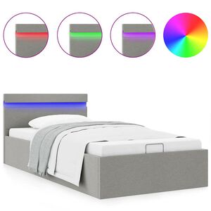 vidaXL R&aacute;m postele &uacute;ložn&yacute; prostor LED světle &scaron;ed&yacute; textil 90 x 200 cm